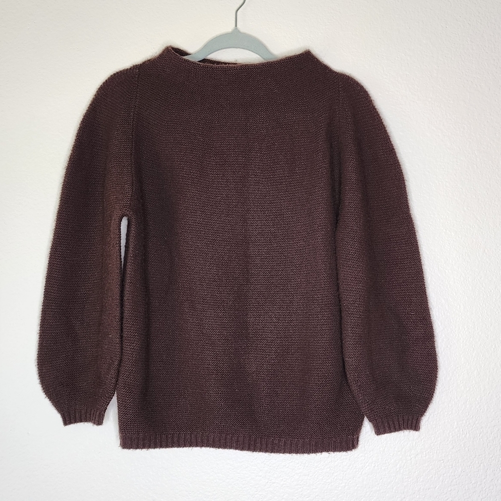 The Reset Chocolate Wine Flawless Funnel Wool Cashmere Blend Sweater S - Picture 3 of 7